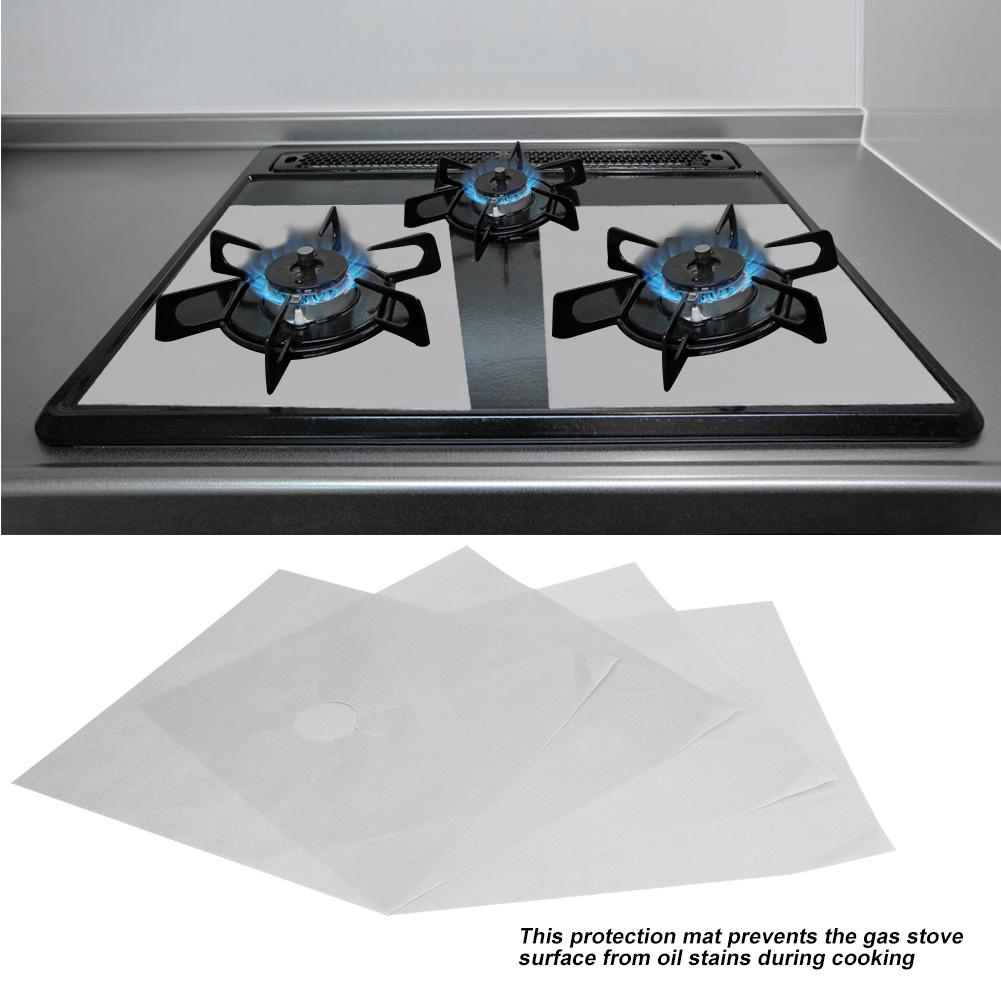 4Pcs Gas Range Stove Covers Protector NOn Stick Oil Mat Kitchen Tool(Black)