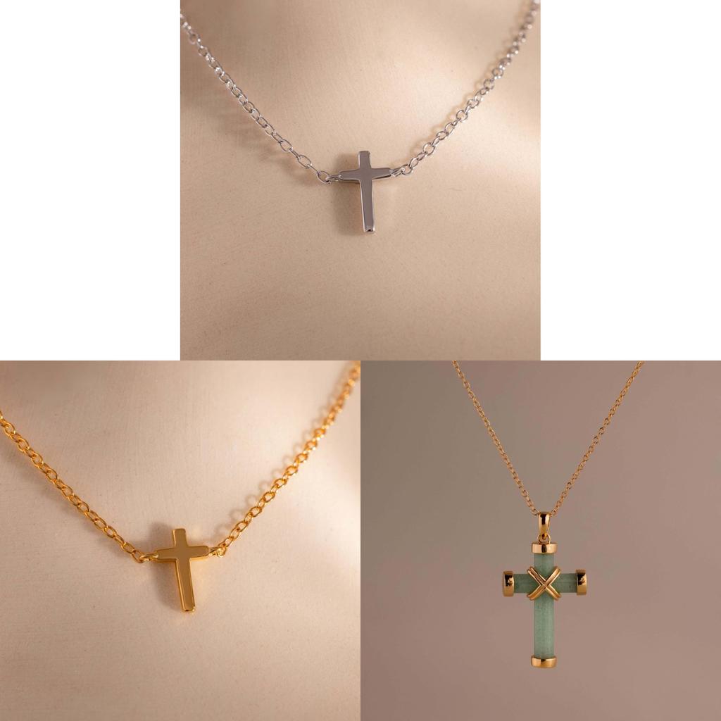 Heart Shaped Cross Pendant Necklace With Pearl Chain For Fashionable Women And Men