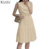 ZANZEA Women Summer Casual Round Neck Sleeveless Dress