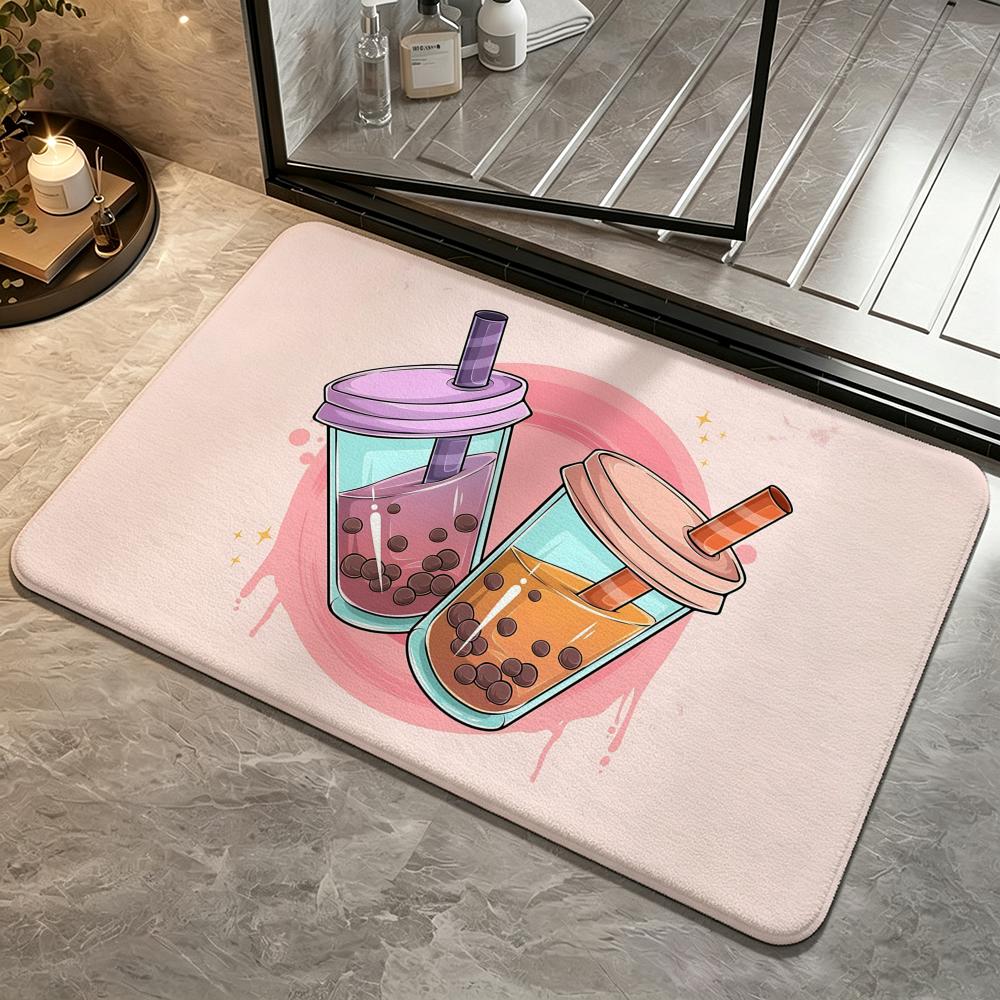 Art-Bubble TeaS Floor Mat Bedroom Carpet, Bathroom Foot Mat, Doormat, Non-Slip Absorbent Multi-Use