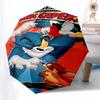 1pc Tom & Jerry's Comic Capers Automatic Folding Umbrella - Compact 8-Rib Design, Durable Plastic & Iron1267L