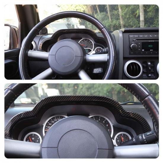 Car Dashboard Panel Frame Trim Bezels for Jeep Wrangler JK 2007-10 Carbon Fiber