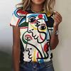 Summer Round Neck Facial Painting 3D Print Top Fashionable Casual Short Sleeved Women's T-shirts