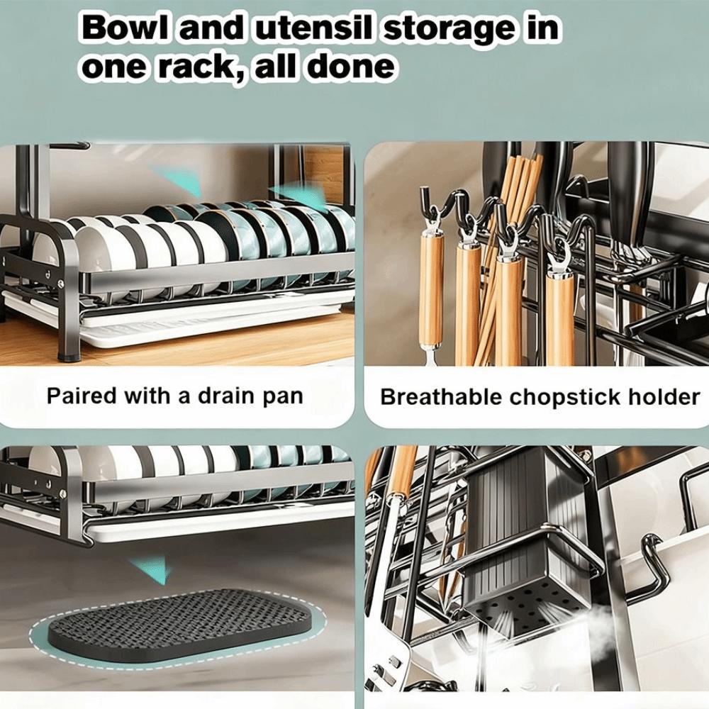 2-Tier Kitchen Dish Rack Rustproof Dish Drainer New Kitchen Countertop Organizer  Kitchen Use