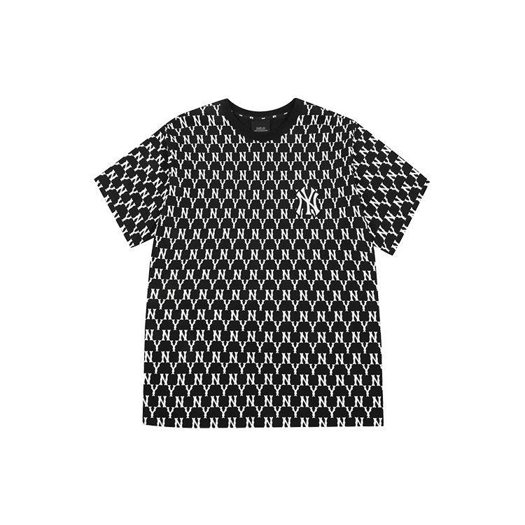 T-shirt Col Rond Manches Courtes Coupe Ample Décontracté Imprimé All-Over MLB New York Yankees Unisexes Hauts Noir 31TSM1131-50L XS gray