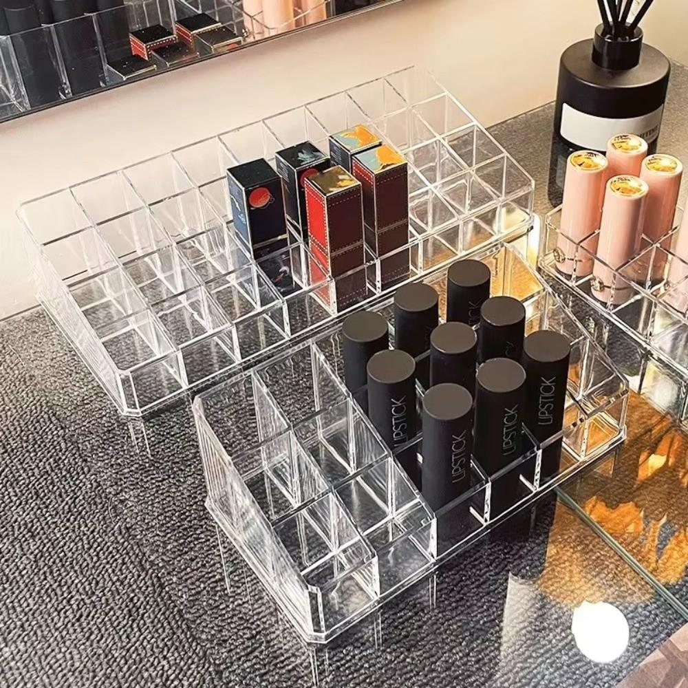 New 12/18/36 Grid Lipstick Storage Box Clear Acrylic Lipstick Case Nail Polish Display Stand Holder Shelf Storage