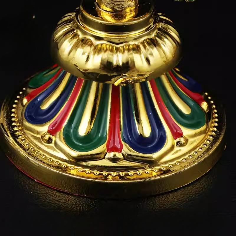 Tibetan Eight Auspicious Ornaments Painted Tibetan Engraved Treasures Statue Alloy Handicraft Buddhism Home Desktop Pendant 8pcs