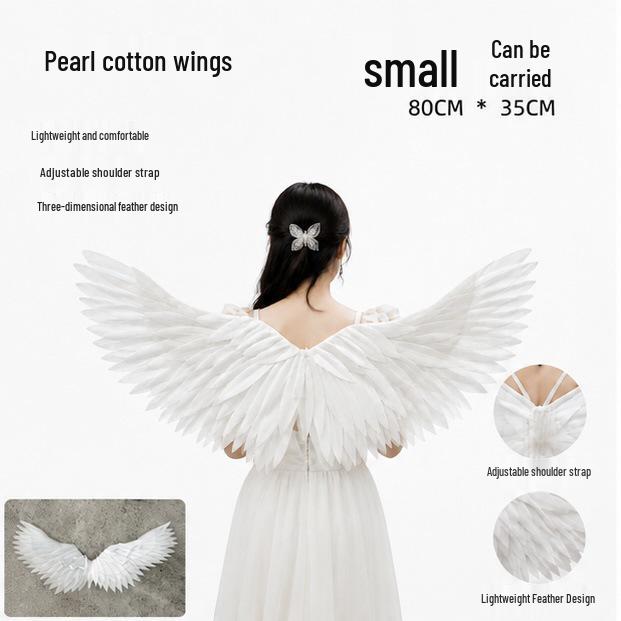 Peng Ge Angel & Swallow Wings: White Feather Wings for Children & Adults - Ideal for Bride, Flower Girl, or Costume Performances.