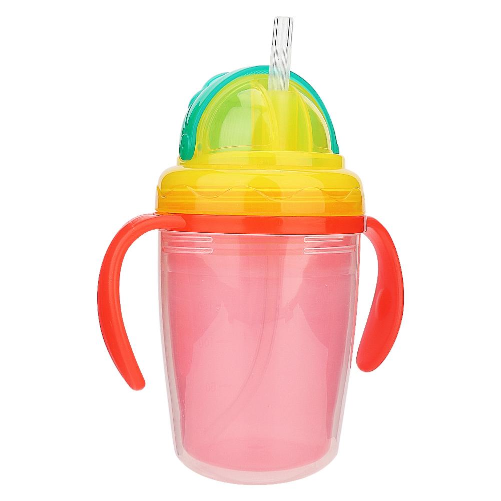 Baby Cup Bottle Straw Water Feeding Portable Handle Training Drinker Accessories (Pink)