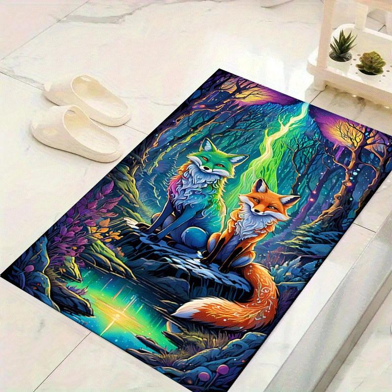 

1pc Mysterious Fox Print, Design Indoor Area Rug, Soft, Anti-Slip, and Durable Gaming Room Decor for Bedroom, Living Room, and Exercise Rugs 60cm by 90cm