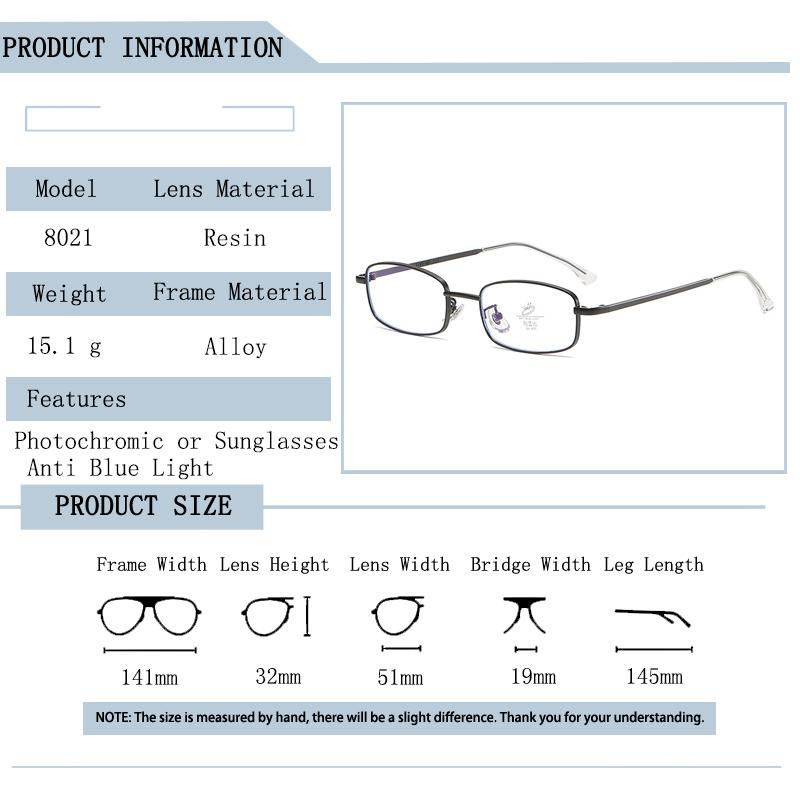 Künstlerisches Markendesign Damen Quadratischer Legierungsrahmen Blaulichtfilterung Rezept Individuell Kurzsichtigkeitsbrille Farbverlauf Photochromatisch 0 Bis -600