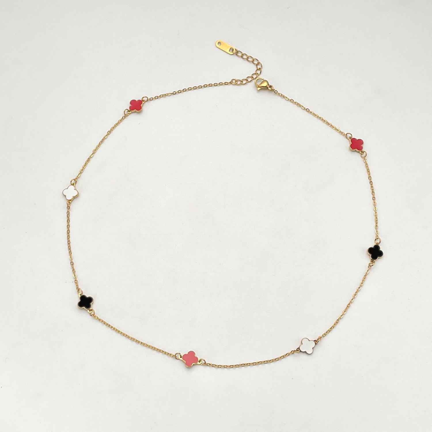 

Титановая сталь Мини Четырехлистный клевер Ключица Темперамент Женское ожерелье Модное универсальное высококлассное ожерелье с чувством