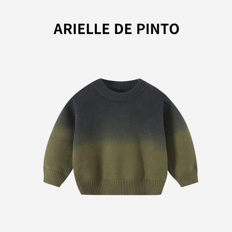 French Arielle De Pinto Boys  Autumn and Winter Sweaters, Fashionable and Stylish Boys  Gradient Knitwear Children s Clothing Green 150