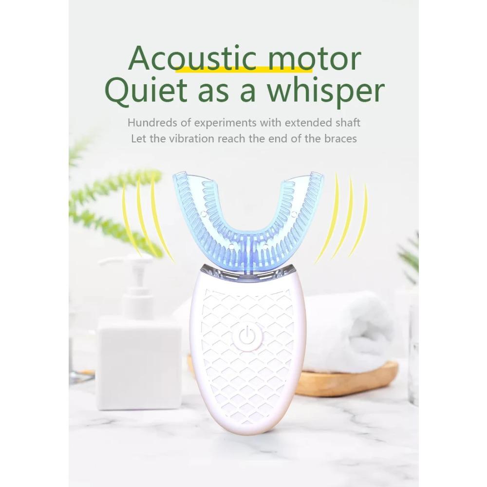 Periuță de dinți tip U, 360 de grade, cu cap inteligent de silicon, periuță de dinți electrică sonică, încărcare automată prin USB, periuță de dinți impermeabilă