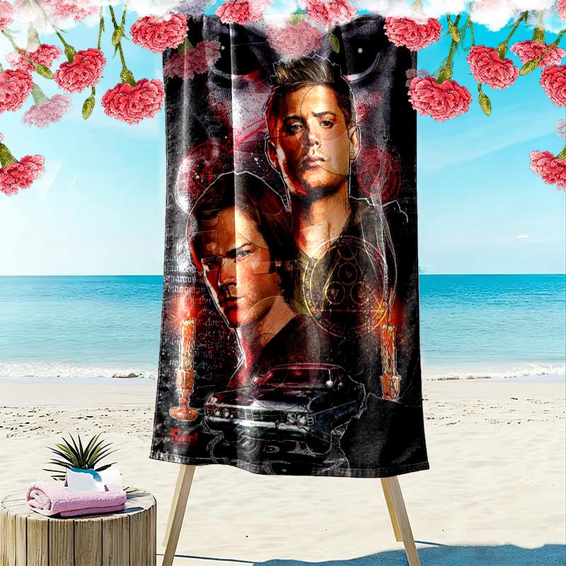 Supernatural Print Beach Towel, Large Soft Quick Dry Towel for Beach Camping Swimming