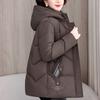 Plus Size XL-5XL Middle Age Woman Winter Coats Hooded Elegant Loose Thick Warm Embroidery Parkas Female Jacket