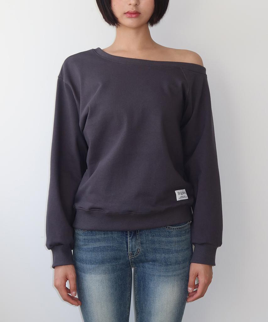 BRIGHTEN Cha Cha Off-Shoulder Sweatshirt Charcoal