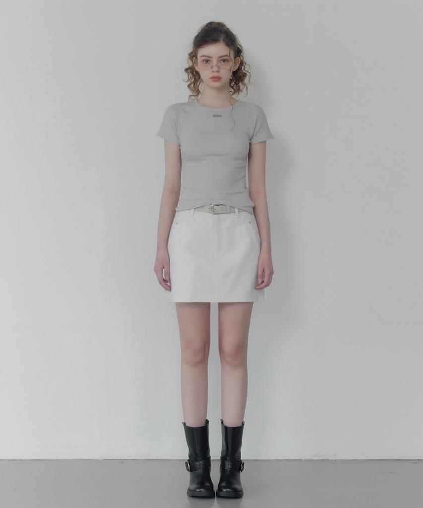Teuwi Jedden Rivet Cut Cotton Mini Skirt (Belt Set)