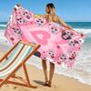Whimsical Pink Heart-shaped Rabbit 2D Flat Print Beach Towel, Large Soft Quick Dry Towel for Beach Camping SwimmingZSTJ0915427