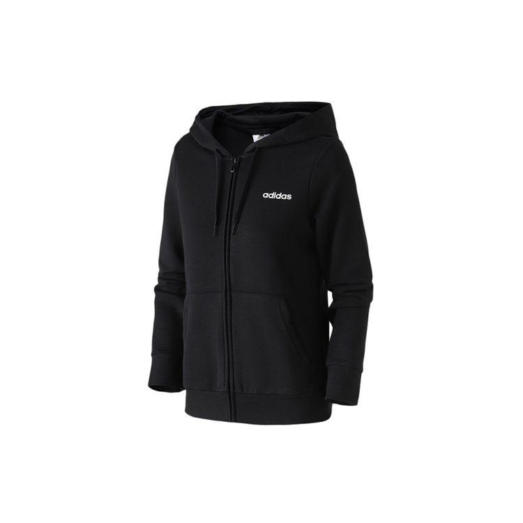 Adidas Sweatshirts Unisex Black Hooded Moderate Cardigan DP2414