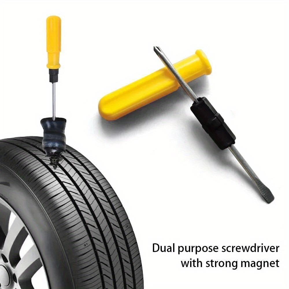 Emergency Tire Repair Kit - Universal Manual Tools with Repair Strips & Storage Box for Car Motorcycle Bicycle