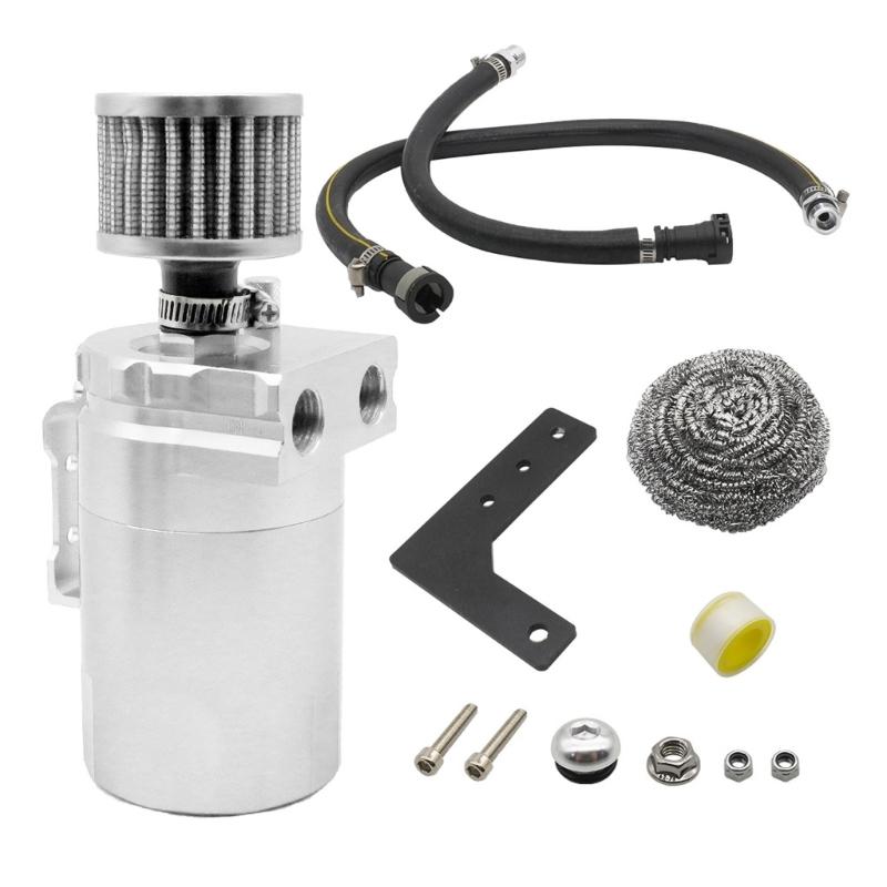 350ml Aluminum Oil Catch Can Kit Reservoir Fuel Tanks Engine Polish Baffle Car Universally Oil Catch Can серебряный