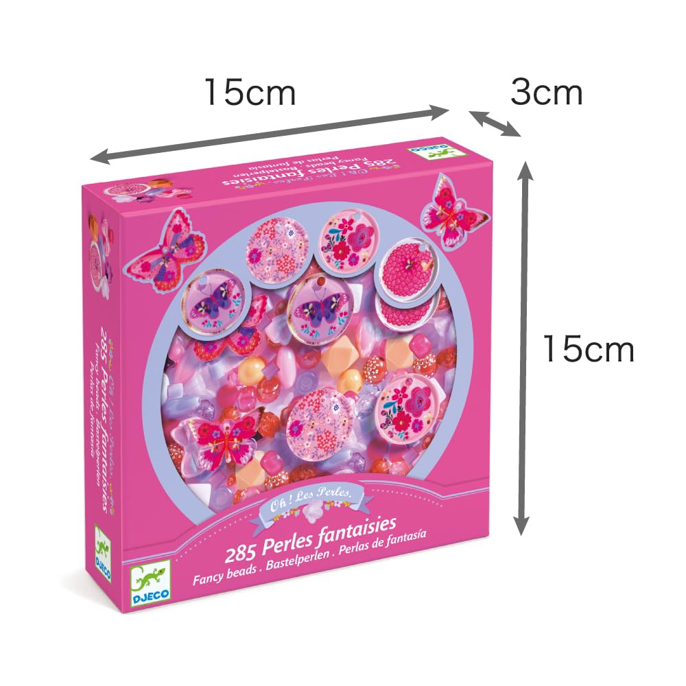 DJECO Accessory Kit, Bead Set, Bracelet, Handmade, Ages 6 and Up, Girls, Elementary School, DJECO Fancy Beads, Butterfly (DJ09857)