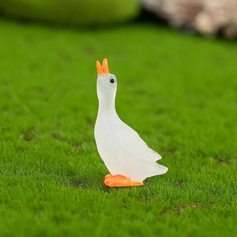 62KD 3pcs Miniature Resin White Gooses Figurine Home Garden Lawn Decoration