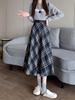 Women's High Waist Plaid Woolen A-line Skirt - Autumn/Winter 2025 Mid-length Umbrella Style
