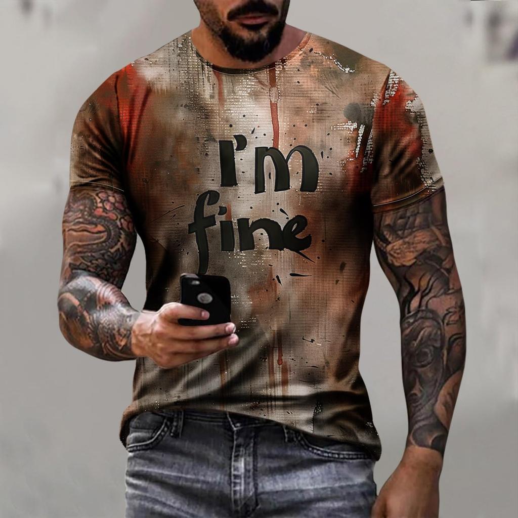 Pánská módní košile s krátkým rukávem a kulatým výstřihem s halloweenským potiskem