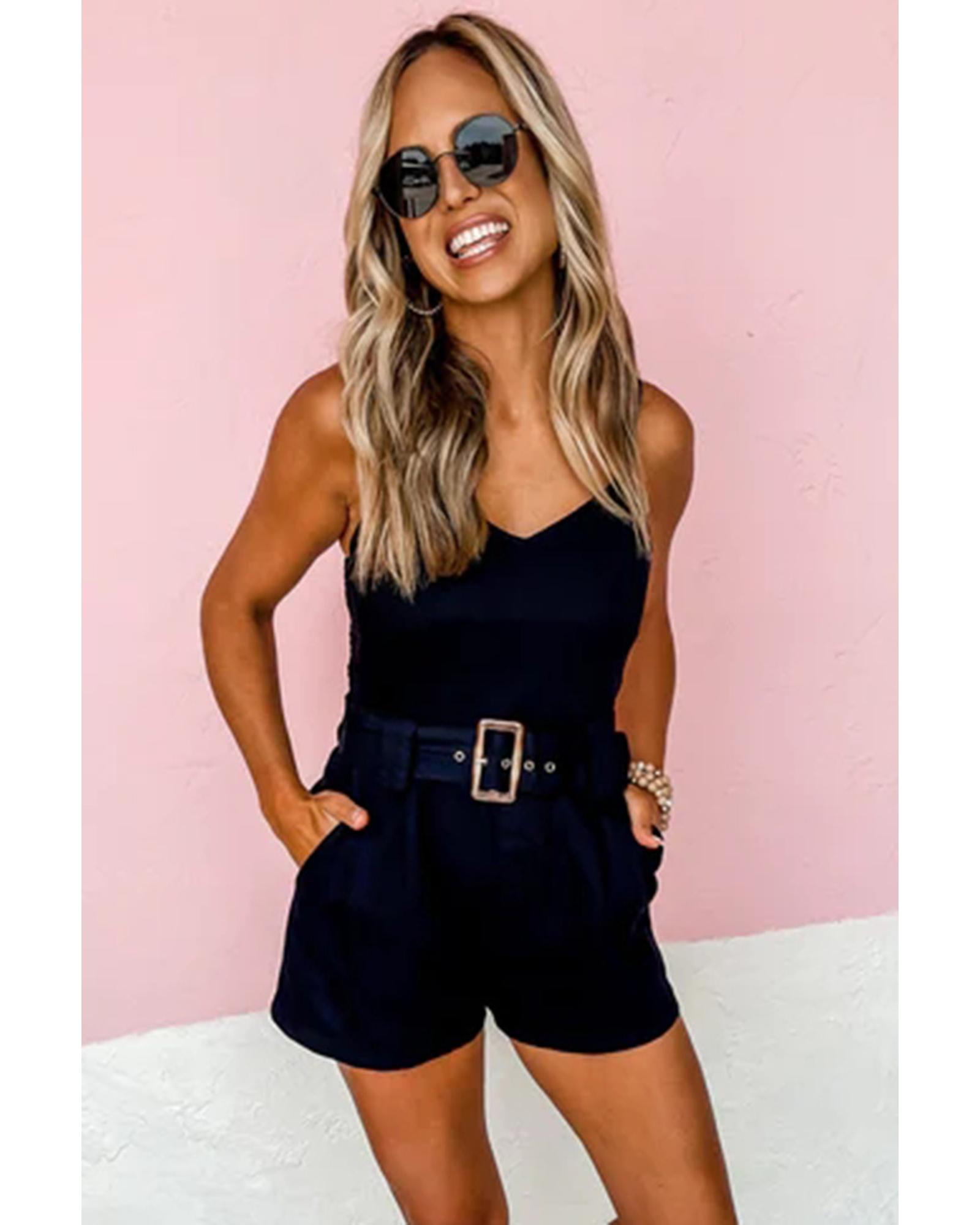 

Azura Exchange Комбинезон с поясом и пряжкой XL чёрный