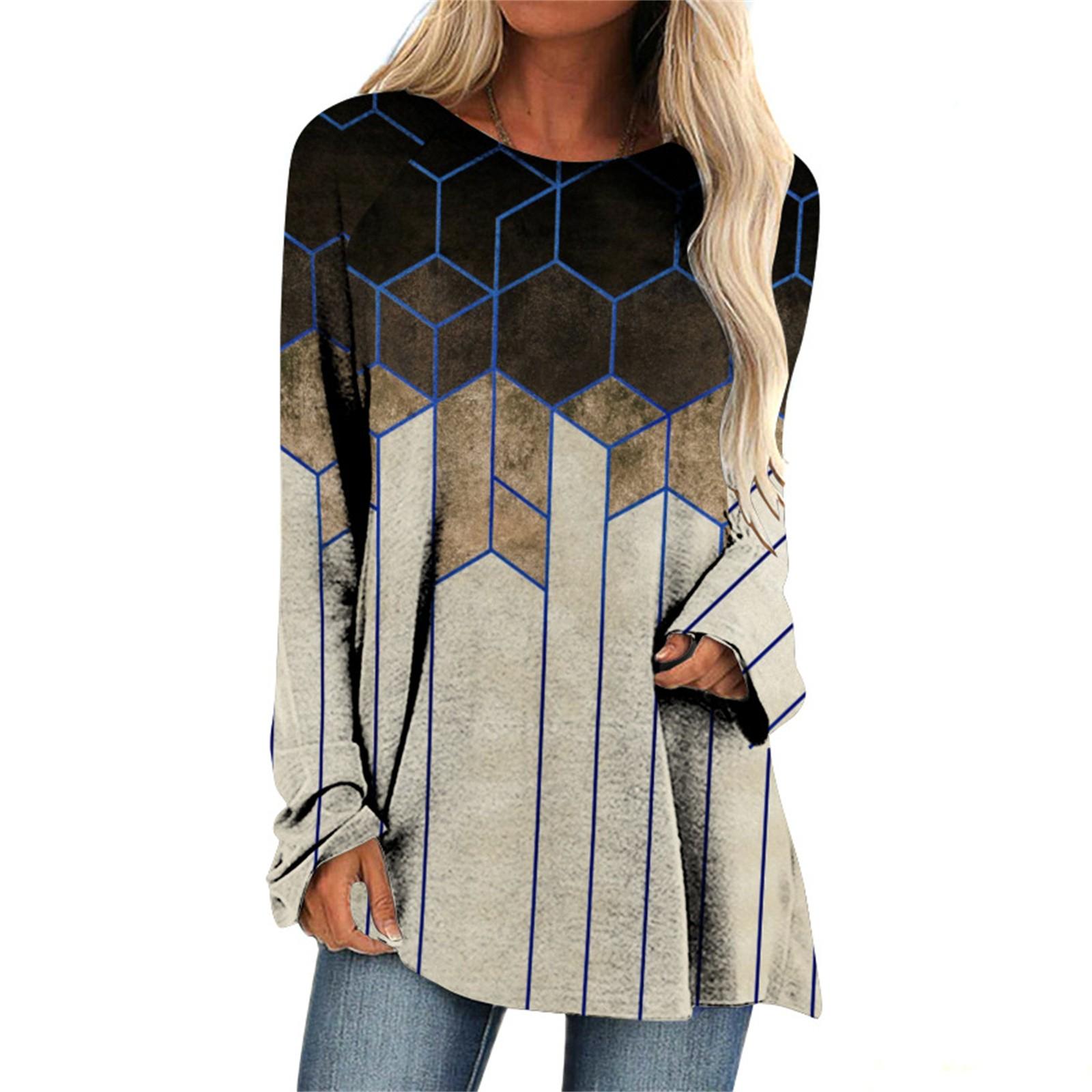 

Женская мода, повседневная блузка с длинными рукавами и принтом, пуловер с круглым вырезом XXL хаки