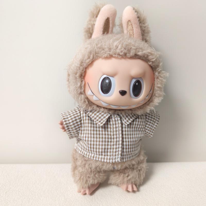 Labubu Pendant Clothing Set for First & Second Generation: Includes Striped Shirt, Pants, & Bag Replacement for Labubu Doll