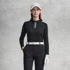 FILA Classic Minimalist Comfortable Versatile Knitted Long Sleeve Polo Shirt Women tops Deep-Black A11W615203FBK