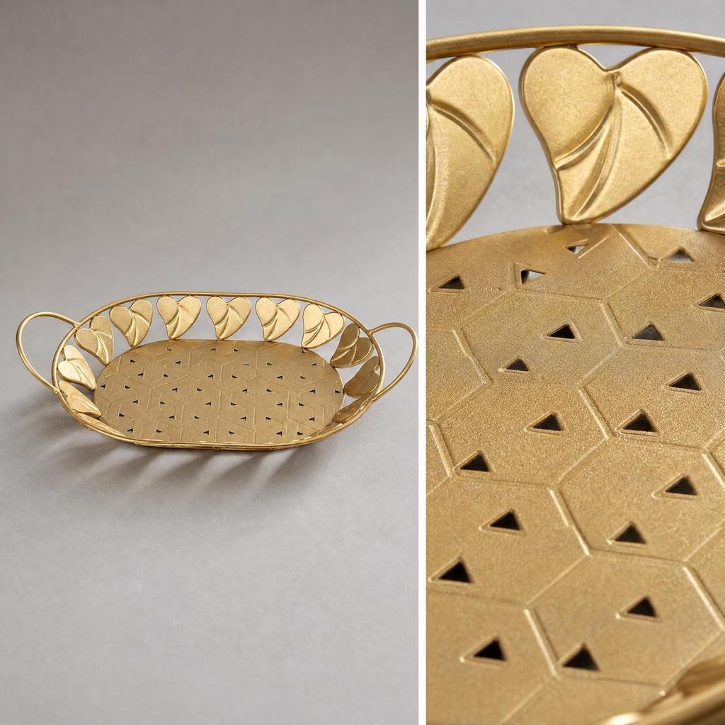 Elegant Decorative Tray with Handles Openwork Serving