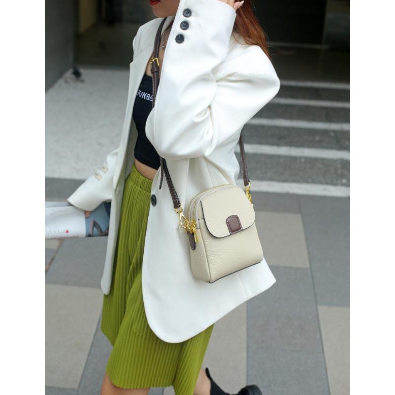 

Вертикальная модная сумка для мобильного телефона из коровьей кожи верхнего слоя, мини-сумка через плечо из натуральной кожи, корейская версия, контрастная простая летняя сумка кроссбоди