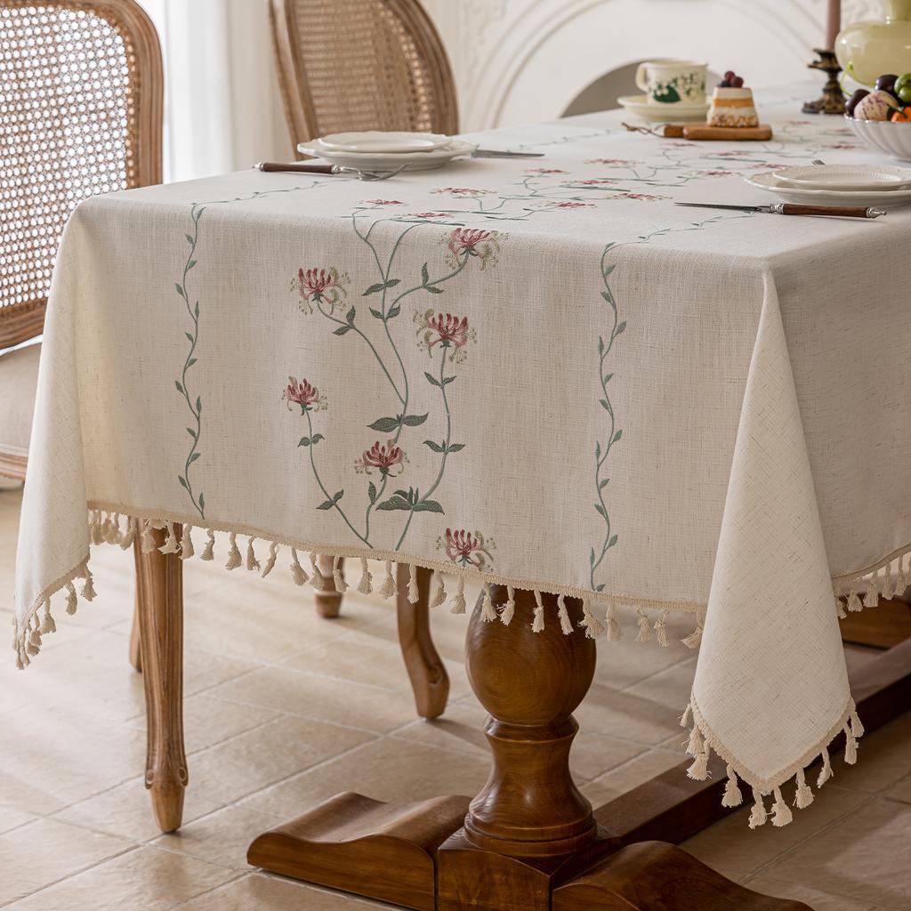 Tablecloth Imitation Cotton And Linen Plant Flower Tablecloth Modern Simple Tablecloth Cover Towel Factory