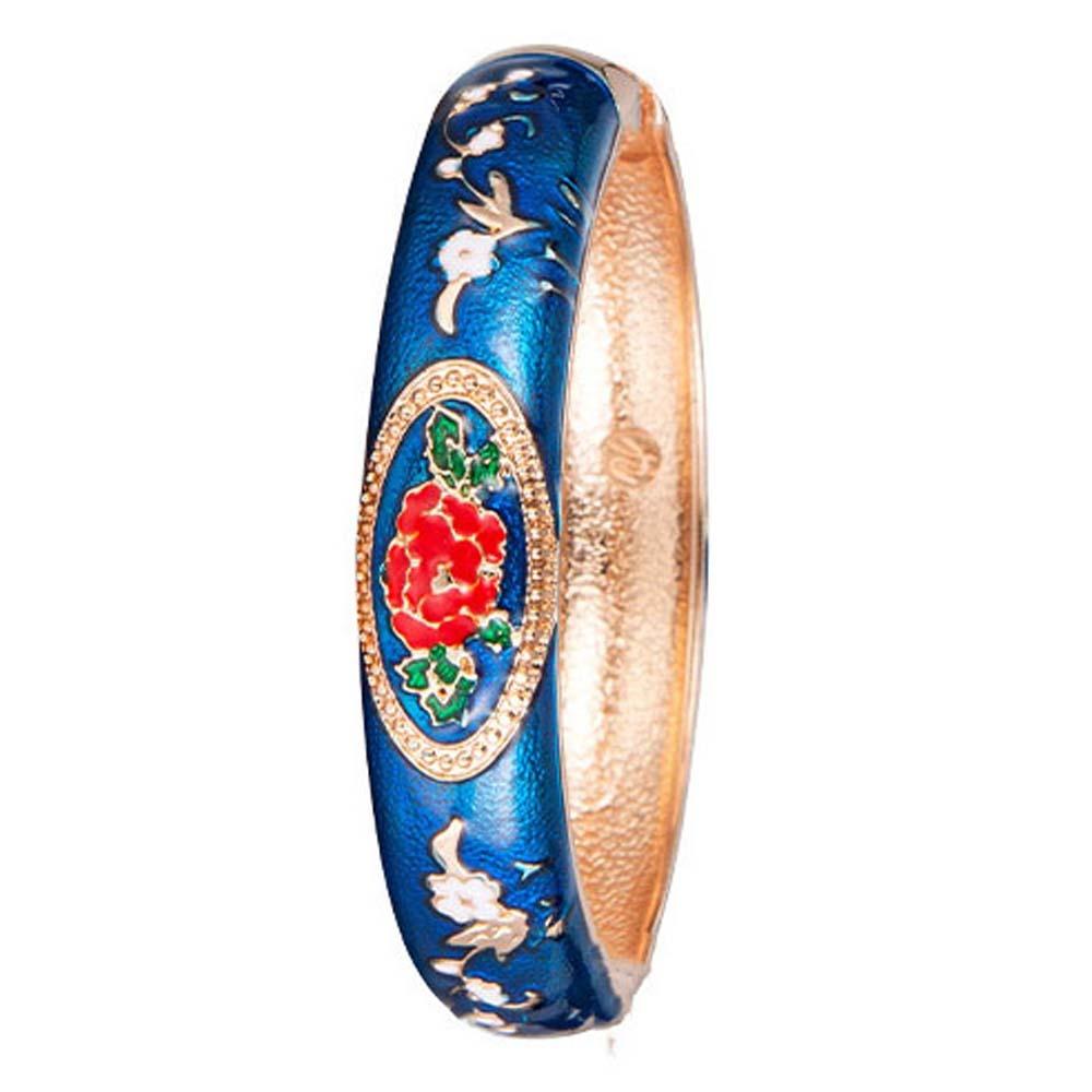 Cheongsam accessories Filigree Enamel Bangle Hanfu Accessories Hollow Out Flower Bracelet Girls