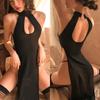 Women Slit Night Dress Sleeveless Backless Porno Pajamas Transparent Erotic Slim Nightwears+Thongs Sexy Short Mini Dresses