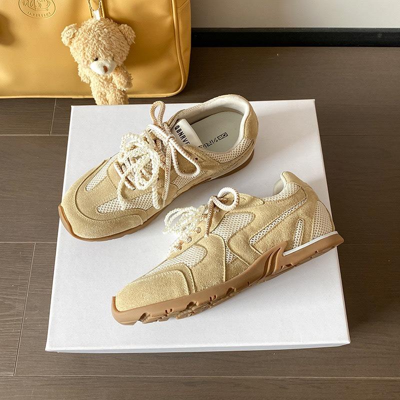 

Cowhide version of girlish pearl double shoelaces casual ballet style women s sports and leisure shoes 40