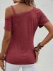 Women's Sexy Off-Shoulder One-Shoulder Solid Color Short Sleeve Top