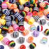 50pcs/Lot Rainbow Color Stripe Resin Beads Barrel Shape Loose Spacer Beads For Jewelry Making DIY Bracelet Necklace Accessories