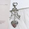 Y2K Punk Heart Snake Bow Pendant Keychain Personality Sweet Cool Beaded Keyring  Bag Charms Key Holder Gifts