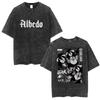 Unisex Retro Washed Summer Fashion Harajuku Y2K Streetwear Loose T‑shirt Printed with Albedo from Japanese Anime Overlord T-shirt