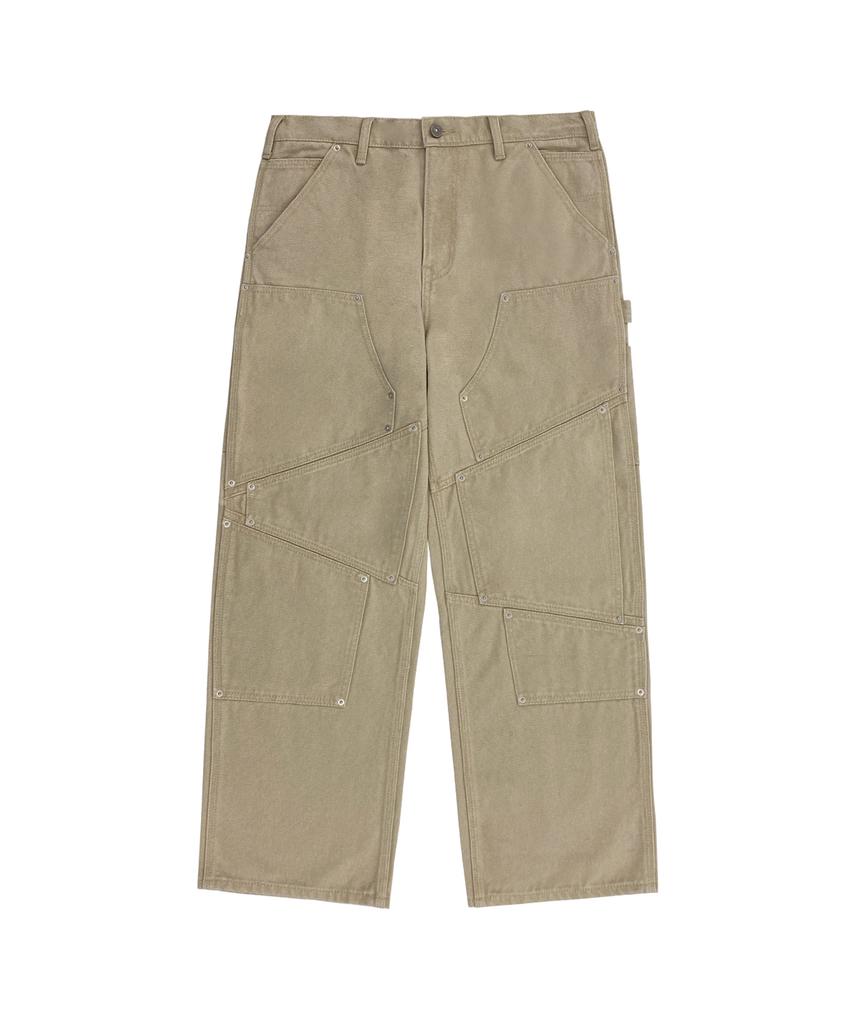 Opeunyadeu(Owai) Irregular Rivet Carpenter Pants - Sand