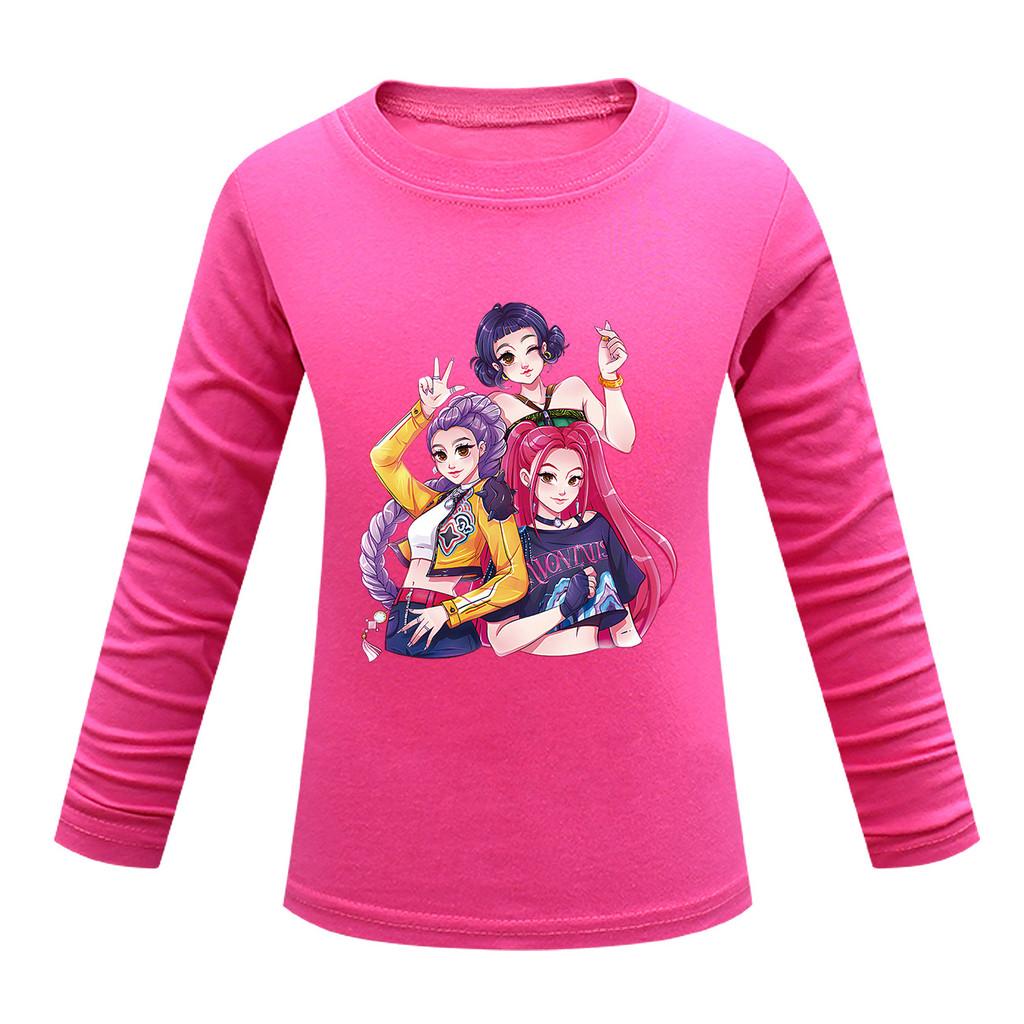 Dětské Dívčí Anime Kreslené K-POP Rumi Zoey Mira Potištěné Ležérní Tričko s Dlouhým Rukávem Top