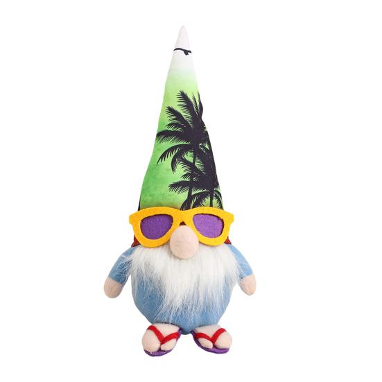 Letní dekorace trpaslíků Roztomilé plážové plyšové figurky trpaslíků v žabkách Havajský styl Elf Trpaslík Ozdoba pro domov Selský statek Vícepatrová podnosová dekorace