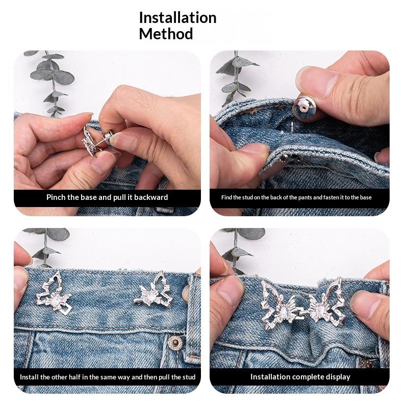 Temperament Hollow Butterfly Waist Tightening Tool Adjustable Waist Buckle Able Jeans Fixed Waist Buckle