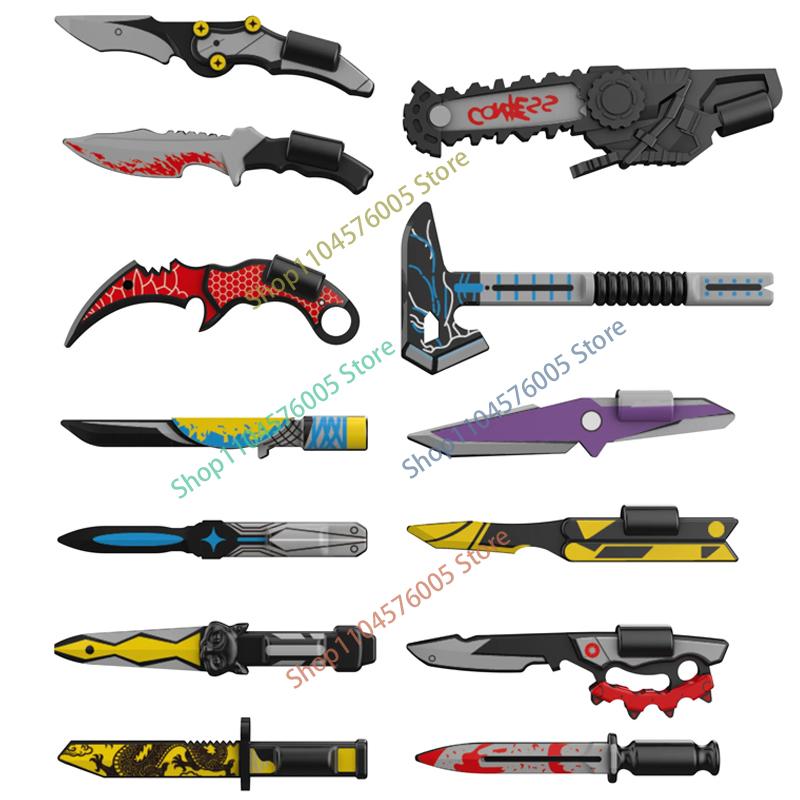 MOC Stavebnice Mini Akční Figurka Příslušenství Kuše Blackhawk Kamuflážní Štít Plamenný Meč Vrtulník DIY Kostky Hračka Dárky