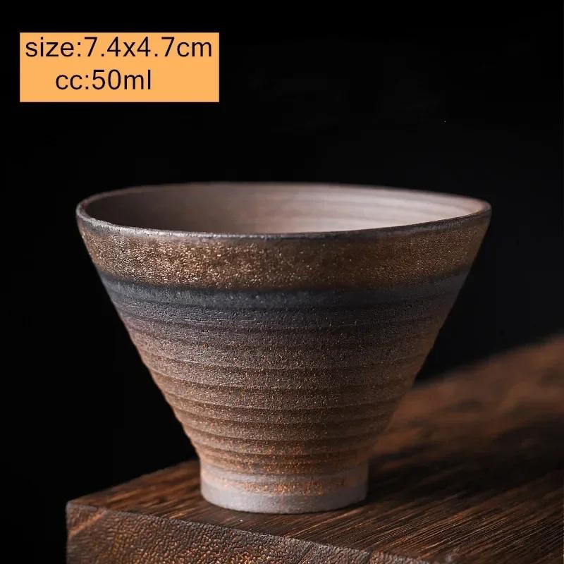 1 Adet Çin Vintage Seramik Çay Fincanı El Yapımı Kaba Seramik Çay Kasesi Ev Tipi Çay Takımı Usta Çay Fincanı Seyahat Kişisel Fincan